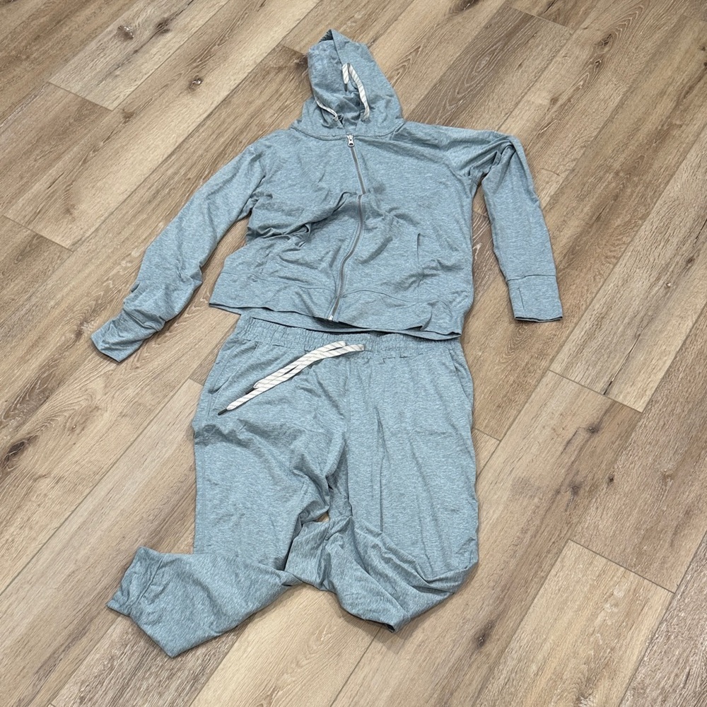 Light Blue Hooded Tracksuit Set